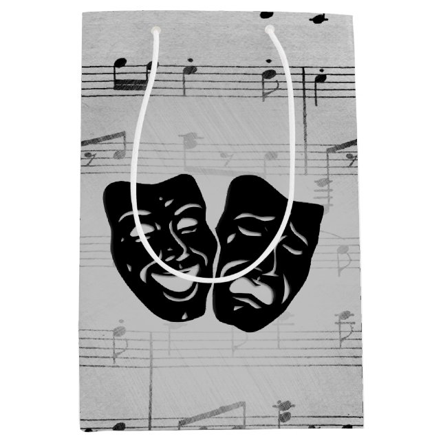 Silver Art Unites Theatre Masks Medium Gift Bag (Front)