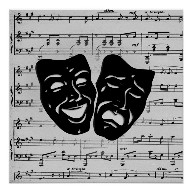 Silver Art Unites Theatre Masks Poster (Front)
