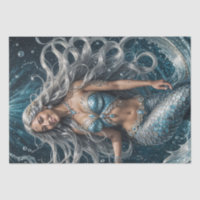 Silver Artic Mermaid Decoupage Paper