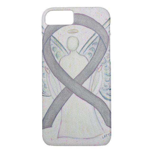 Silver Awareness Ribbon Angel Custom iPhone 7 Case (Back)