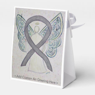 Silver Awareness Ribbon Angel Party Favour Boxes