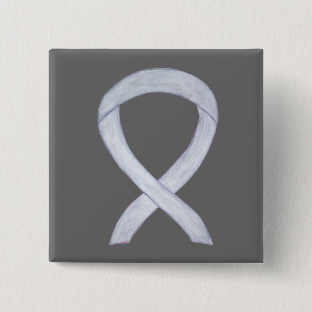 Silver Awareness Ribbon Custom Art Pins (Front)