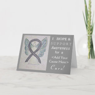 Silver Awareness Ribbon Custom Cause Angel Cards