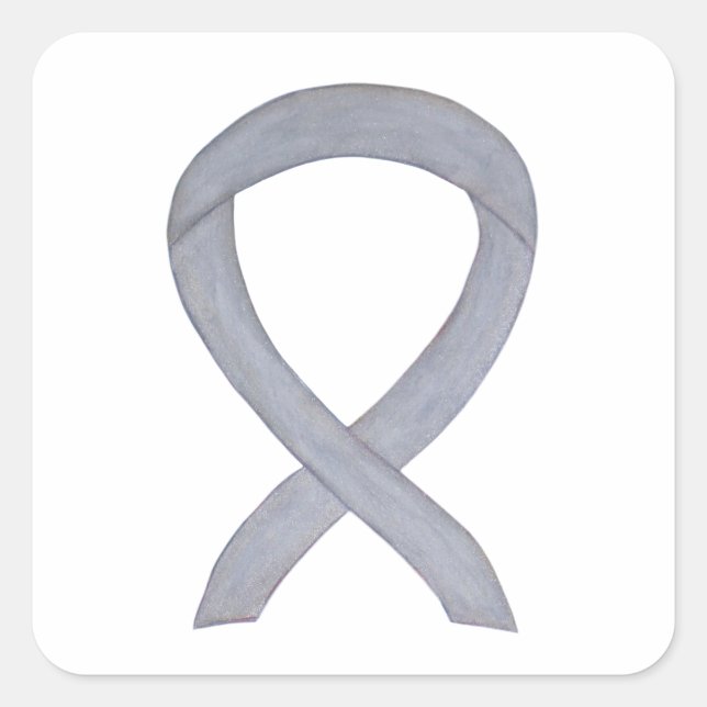 Silver Awareness Ribbon Custom Decal Stickers (Front)
