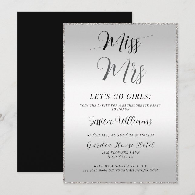 Silver Bachelorette Invitation (Front/Back)
