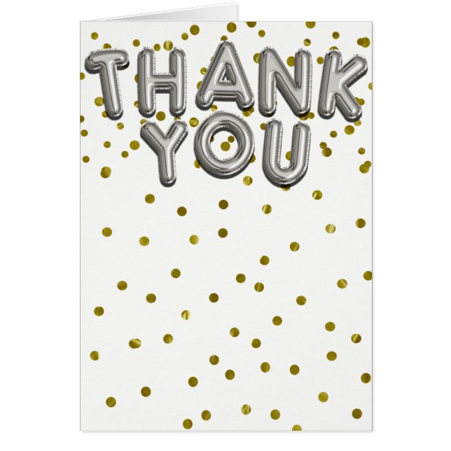Silver Balloons Confetti Dot Modern Thank You Card (Front)