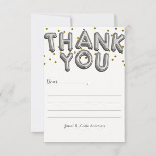 Silver Balloons Confetti Dot Modern Thank You Card