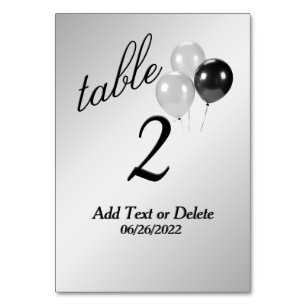 Silver Balloons Custom Text Table Number