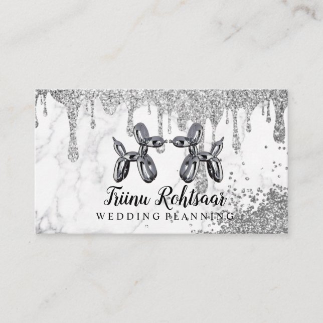 Silver Balloons Event Wedding Planning Business Ca Card (Front)