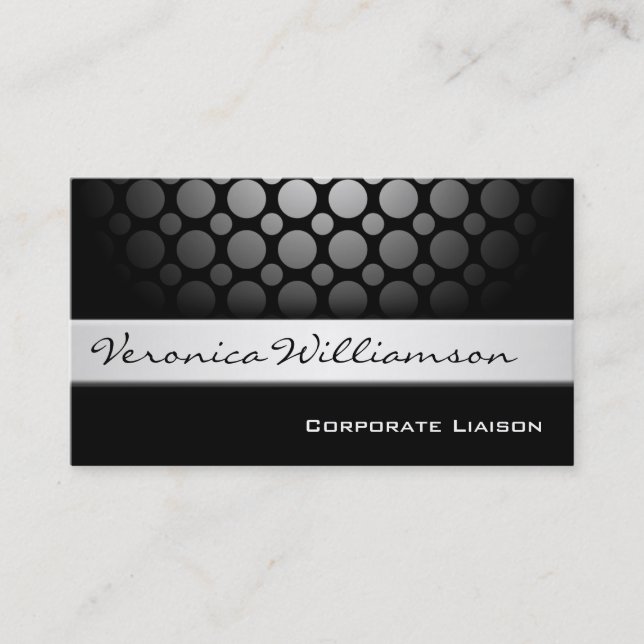 Silver Band Modern Black Business Cards (Front)