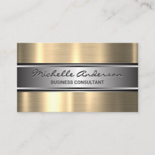Silver Banner Gold Metallic Trim Business Card