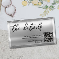 Silver Bar QR Code Elegant Wedding Details