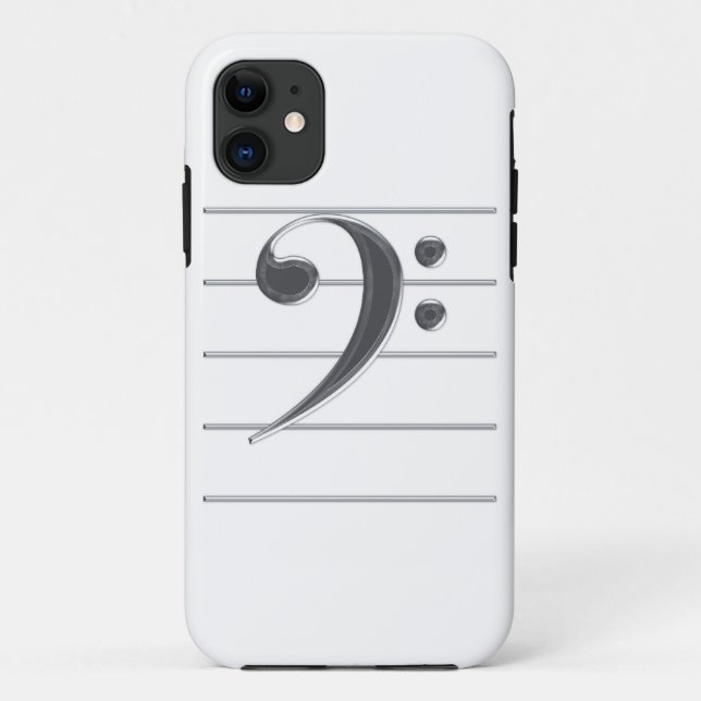 Silver Bass Clef Music Case-Mate iPhone Case (Back)