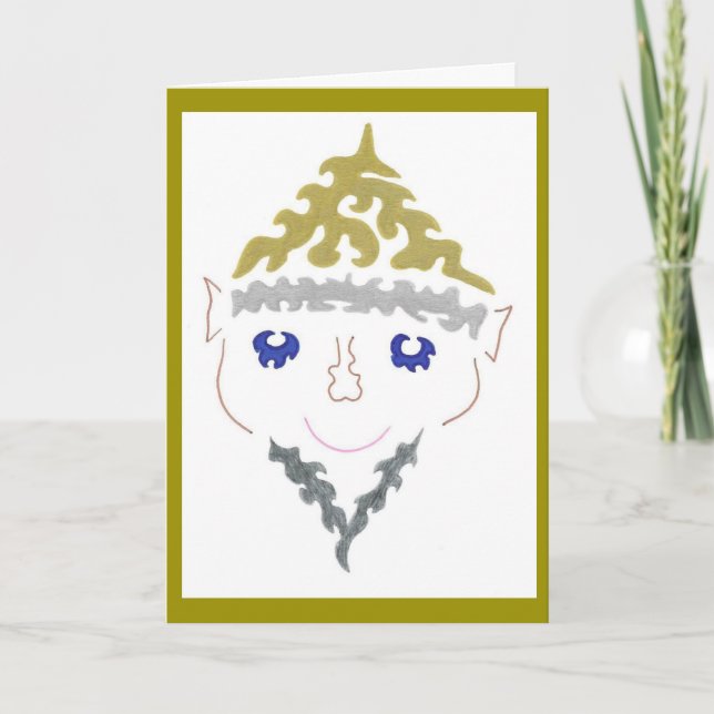 Silver Beard Christmas Elf Card (Front)