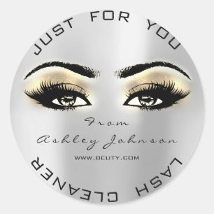 Silver Beauty Browns Gold Lash Makeup Cleaner Classic Round Sticker
