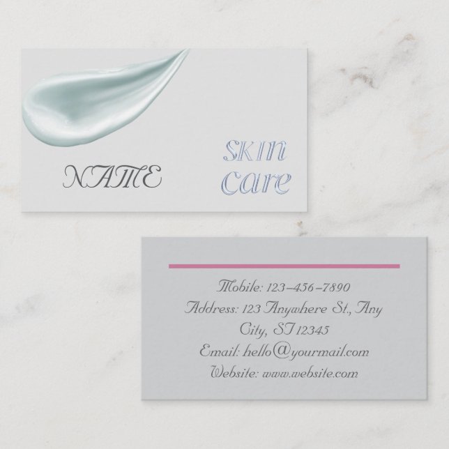 silver beauty skincare business card (Front/Back)