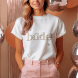 Silver BEIGE Disco Bride Bridal Party hen DO Shirt<br><div class="desc">Step back in time with our Retro Disco Ball Bridal Shower Invitations & Decor collection. Immerse yourself in the nostalgia of the 70s with muted beige and grey arches, enhanced by groovy silver glitter fonts. The iconic retro disco ball takes centre stage, evoking an era of disco glamour, all while...</div>