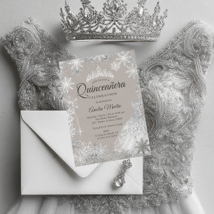 Silver Beige Winter Snowflake Quinceanera