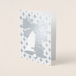 Silver Bell and Diamonds Christmas Blank Card
