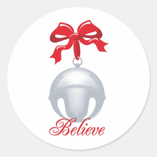 Silver Bell Believe Classic Round Sticker (Front)