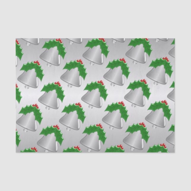 Silver Bell Silver Coloured Christmas Tissue Paper (Front)