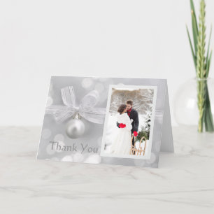 Silver Bell Wedding Photo Thank You Card
