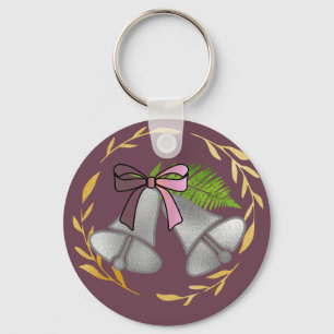 Silver Bells and Gold Wreath: Key Ring