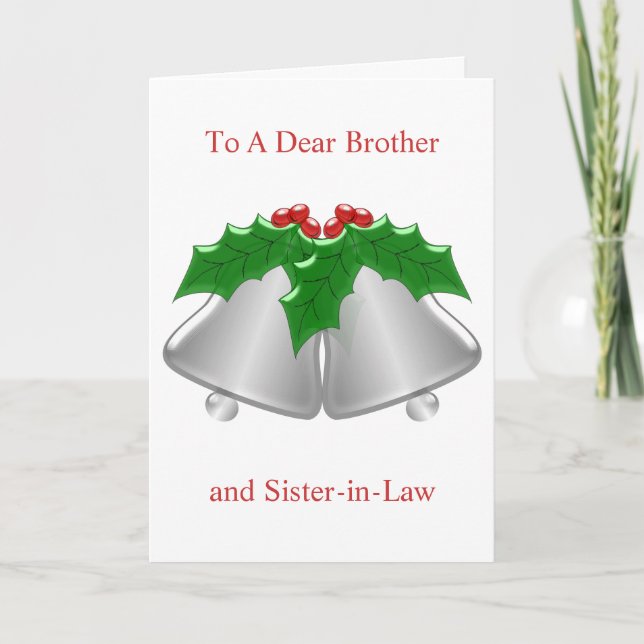 Silver Bells Brother And Sister-In-Law Christmas Holiday Card (Front)