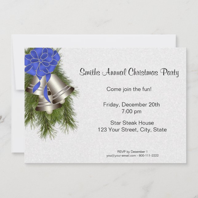 Silver Bells Christmas Party Invitations (Front)