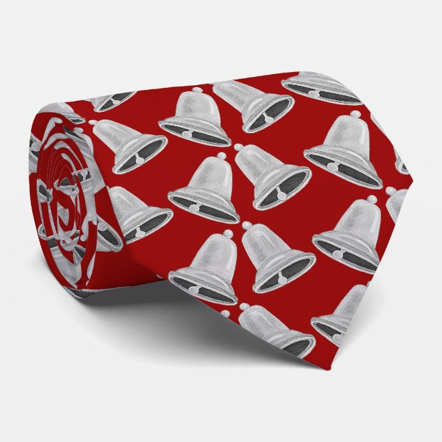 Silver Bells Christmas Tie (Rolled)