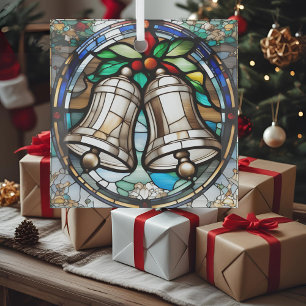 Silver Bells Faux Stained Glass Tree Decoration