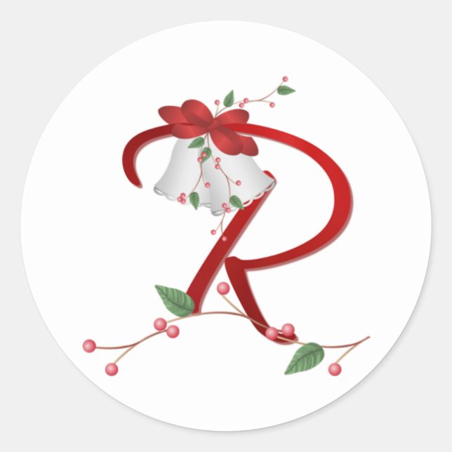 Silver Bells Initial R Round Stickers (Front)