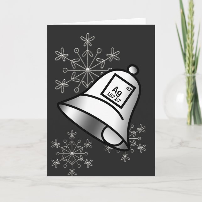 Silver Bells Periodic Table Christmas Science Snow Holiday Card (Front)