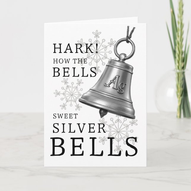 Silver Bells Periodic Table Christmas Science Snow Holiday Card (Front)