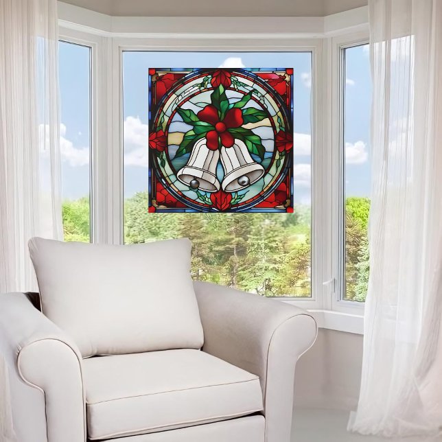 Silver Bells Red Ribbon Faux Stained Glass (Creator Uploaded)