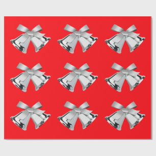 Silver Bells Red Wrapping Paper
