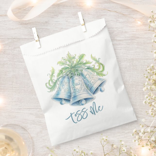 Silver bells watercolor Wedding confetti toss bag (Clipped)