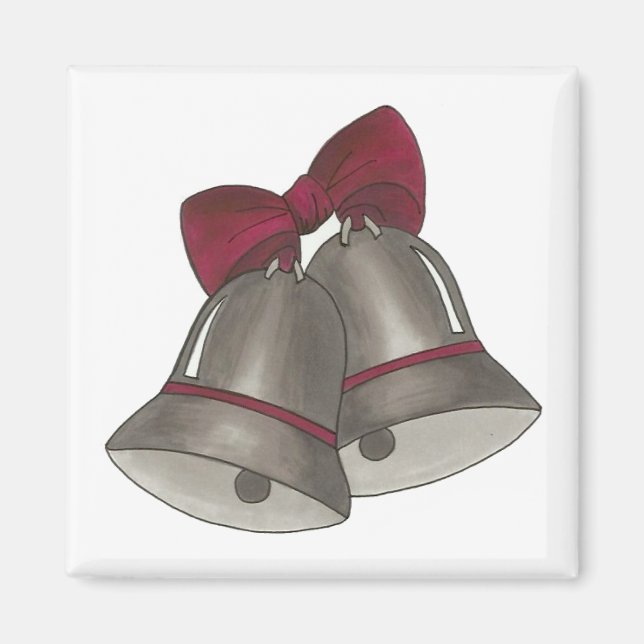 Silver Bells Wedding Anniversary Bell Magnet (Front)