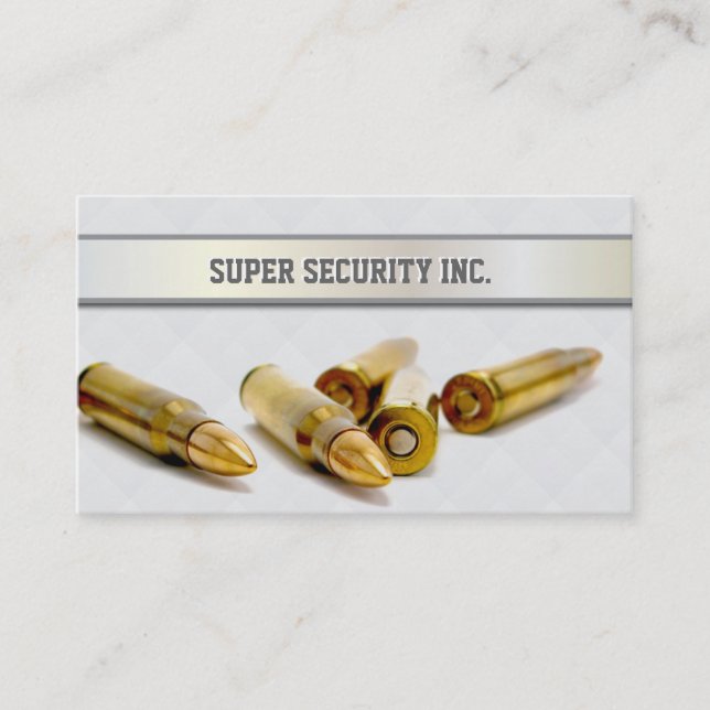 Silver Belt Bodyguard Bullets business card (Front)