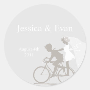 Silver Bicycle Couple Wedding Sticker