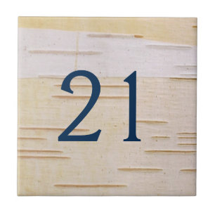Silver Birch Bark House Number Tile