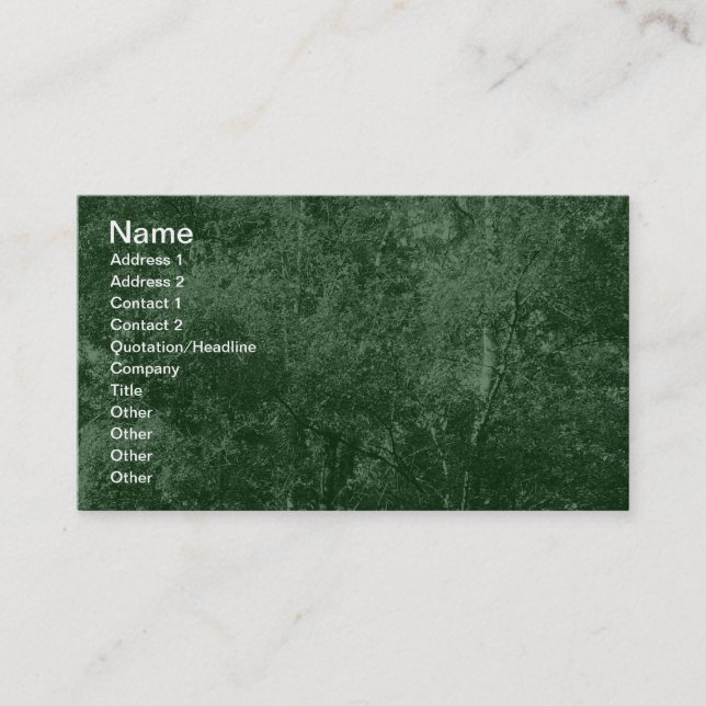 Silver Birch - Dark Green Business Card (Front)