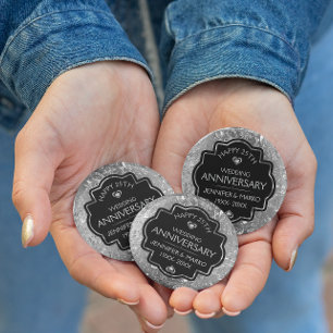 Silver & Black 25th Wedding Anniversary 10 Cm Round Badge