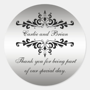 Silver Black 25th Wedding Anniversary Sticker