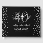 Silver Black 40th Birthday Party Confetti Guest Book<br><div class="desc">Elegant 40th Birthday Party Silver Glitter Confetti Black template.</div>