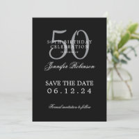Silver Black 50th Birthday Save the Date 