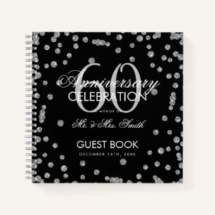 Silver Black 60th Diamond Anniversary Glitter Notebook