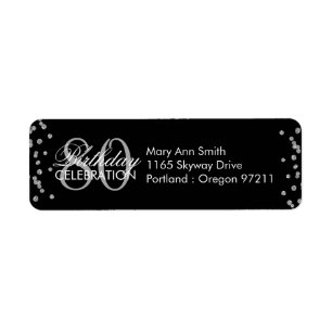 Silver Black 80th Birthday Glitter Confetti