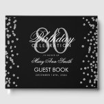 Silver Black 80th Birthday Party Glitter Confetti Guest Book<br><div class="desc">Elegant 80th Birthday Party Silver Glitter Confetti Black template.</div>