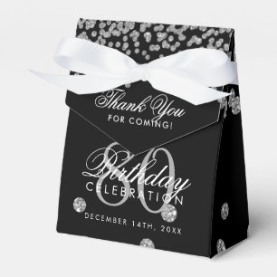Silver Black 80th Birthday Thank You Confetti Favour Box